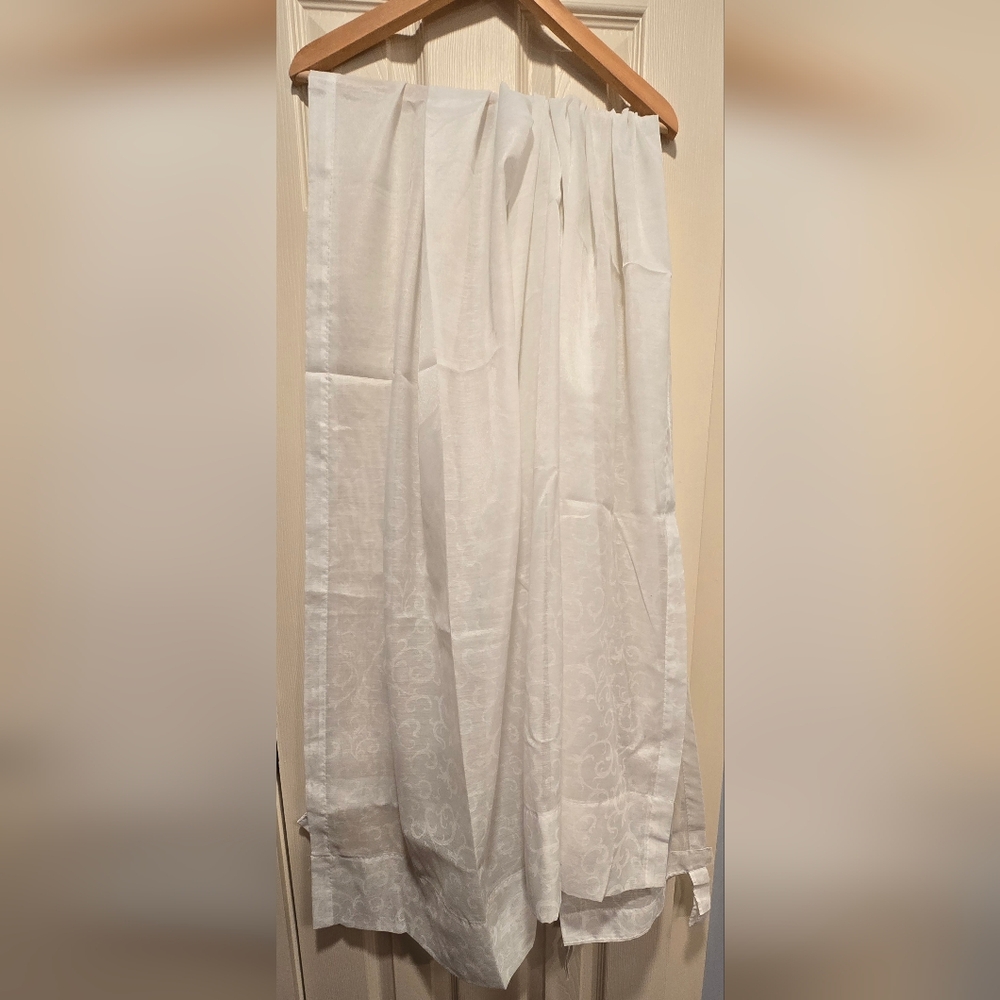 Elegant 1 Pair White Sheer Curtains, 100% Polyester, 78.5in X 56in